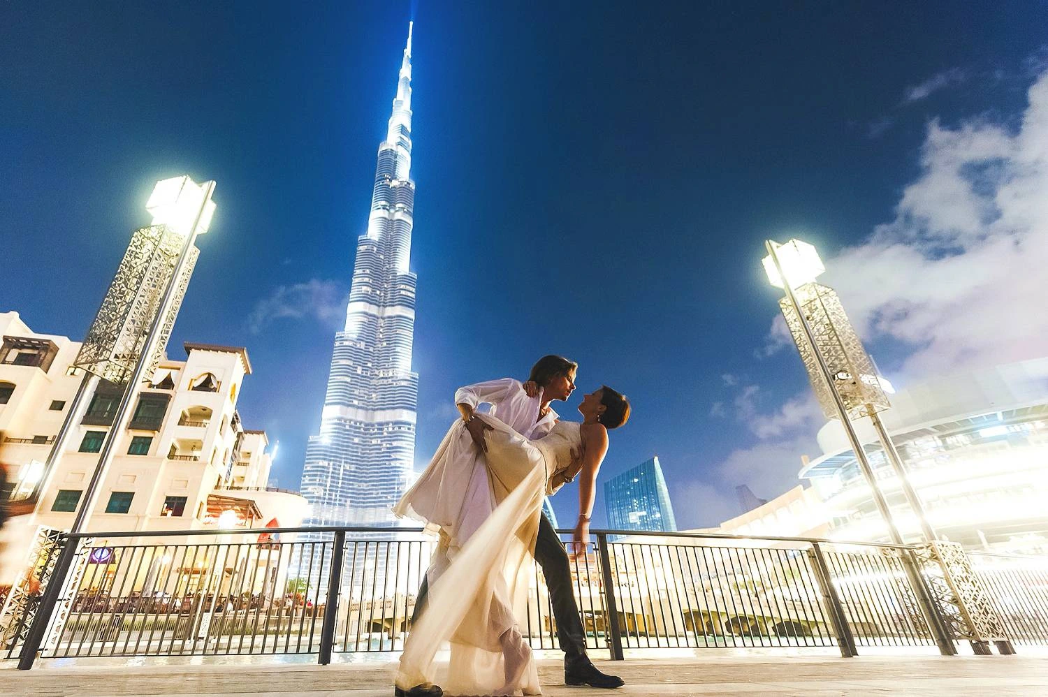 Romantic couple at Burj Khalifa viewing deck